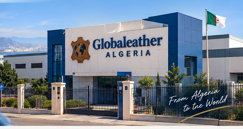 Globaleather Algeria facility with Algerian flag